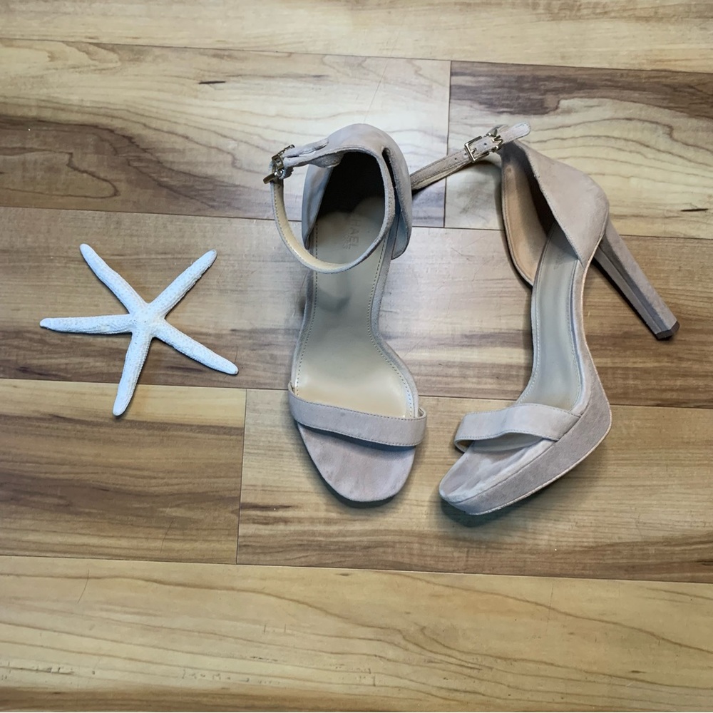 Michael Kors Women’s Beige Strappy Suede Dress Sandals, Size 8